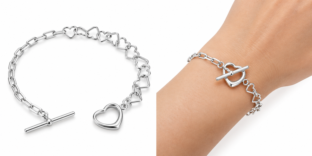 Sterling Silver 7.5" Heart Bracelet BCZ109179