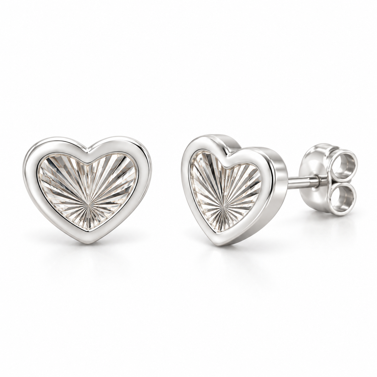 Sterling Silver Heart Stud Earring ECZ186465