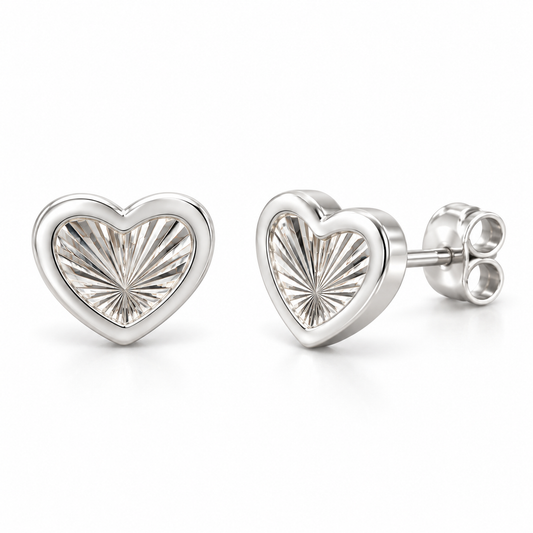 Sterling Silver Heart Stud Earring ECZ186465