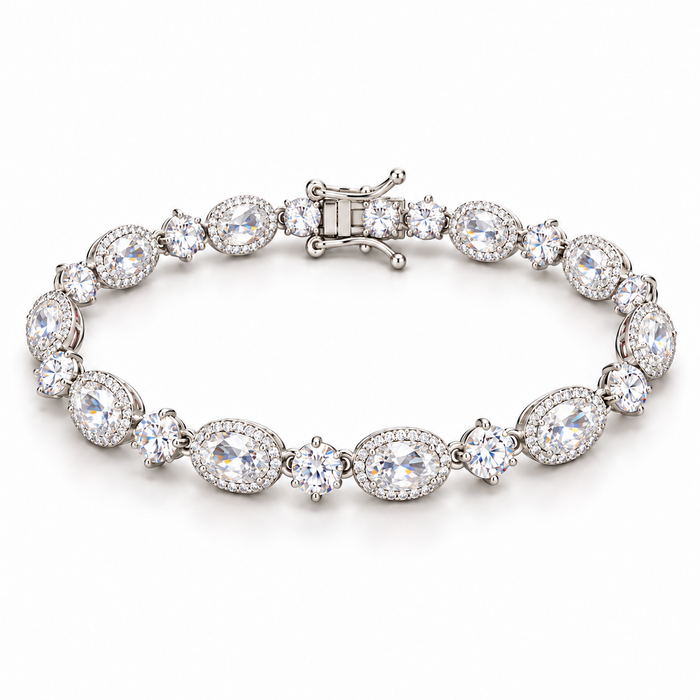 Sterling Silver Cz Tennis Bracelet BRCZ2607172 7.5"