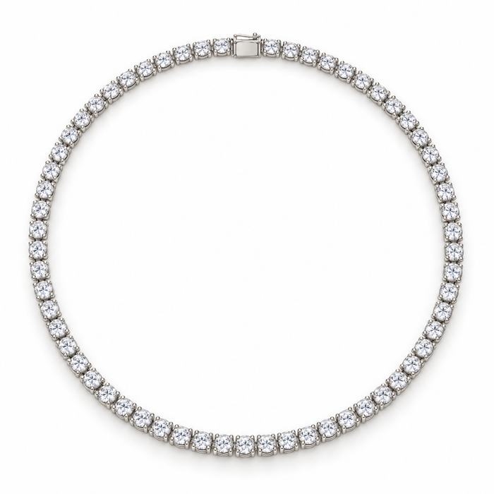 Sterling Silver 6 MM Tennis Necklace Round Claw Set NCZ106