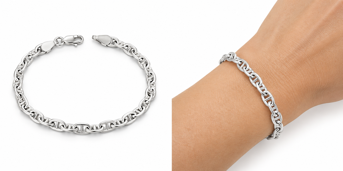 Sterling Silver 7.5" Anchor Bracelet BCZ120WI