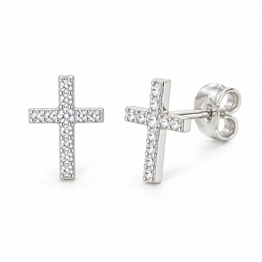 Sterling Silver Cross Stud Earring ECZ244077