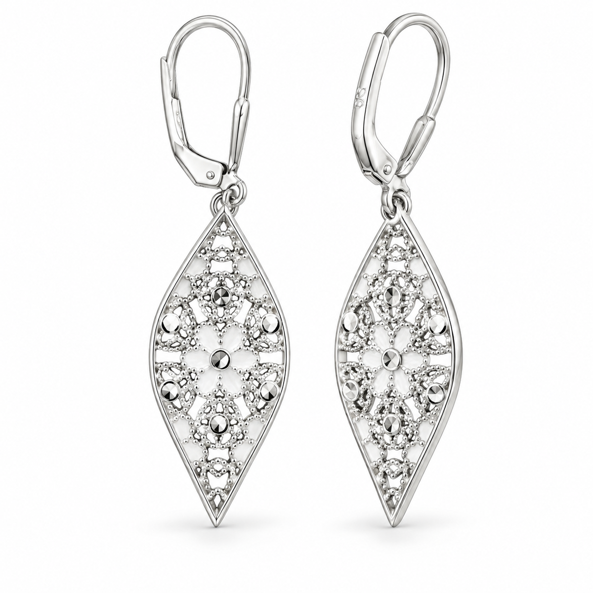 Sterling Silver Leverback Dangle Earring ECZ004503