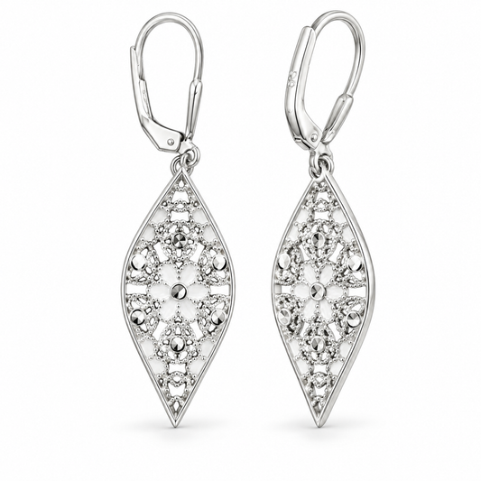 Sterling Silver Leverback Dangle Earring ECZ004503
