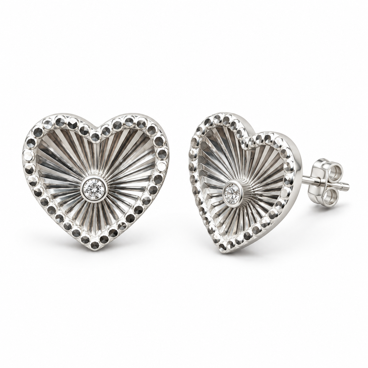 Sterling Silver Heart Stud Earring ECZ186486
