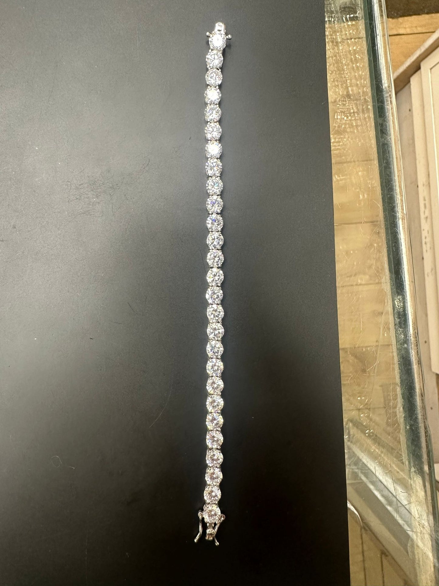 Sterling Silver Tennis Bracelet Round Claw Set BRCZ106