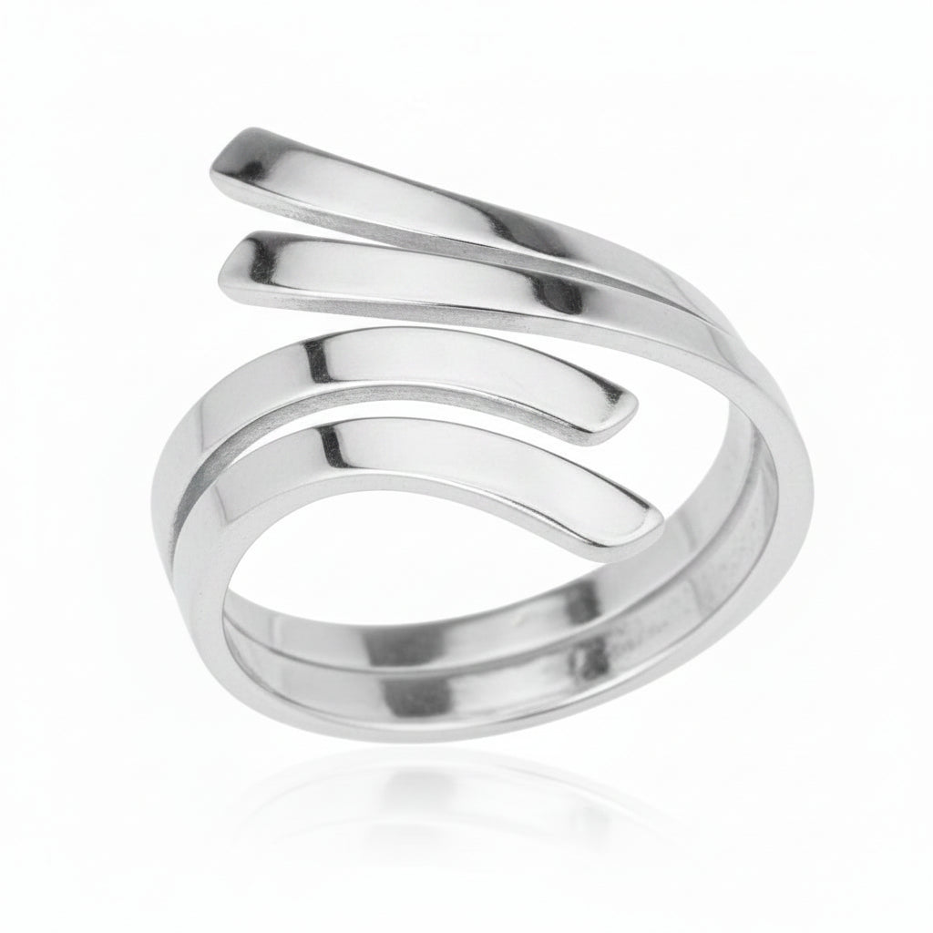 Sterling Silver Plain Bypass Ring TQ010480073 showcasing its elegant design and unique bypass style.