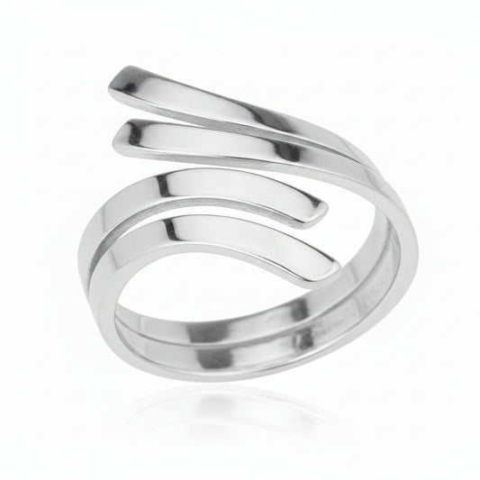 Sterling Silver Plain Bypass Ring TQ010480073 showcasing its elegant design and unique bypass style.