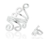 Adjustable sterling silver swirl ring featuring a stylish, plain swirl design, perfect for elegant fashion.