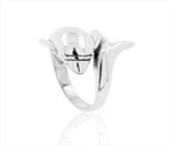 plain sterling silver dolphin ring featuring a sleek dolphin design, 23 MM size.