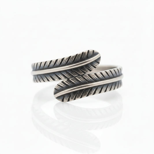 Sterling Silver Feather Wrap Ring TQ011270023 featuring detailed feather design, 13 mm in size.