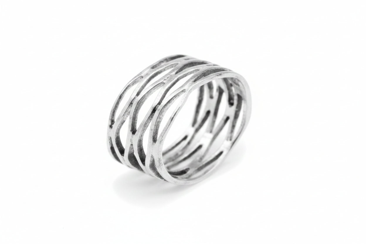 Sterling Silver Multi Strand Ring TQ011270076 featuring a stylish 9 MM design with multiple intertwined strands.