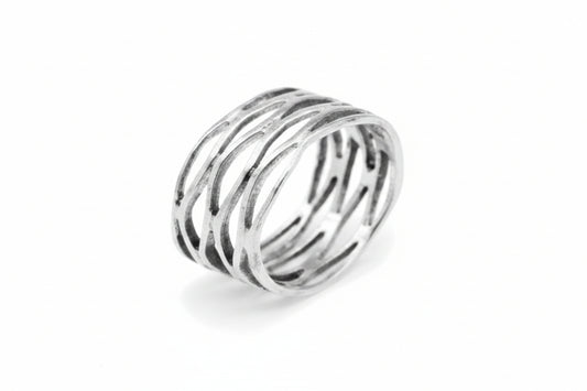 Sterling Silver Multi Strand Ring TQ011270076 featuring a stylish 9 MM design with multiple intertwined strands.