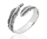 Sterling Silver Plain Feather Ring TQ020010481 featuring intricate feather design, 9 mm wide, perfect for everyday wear.