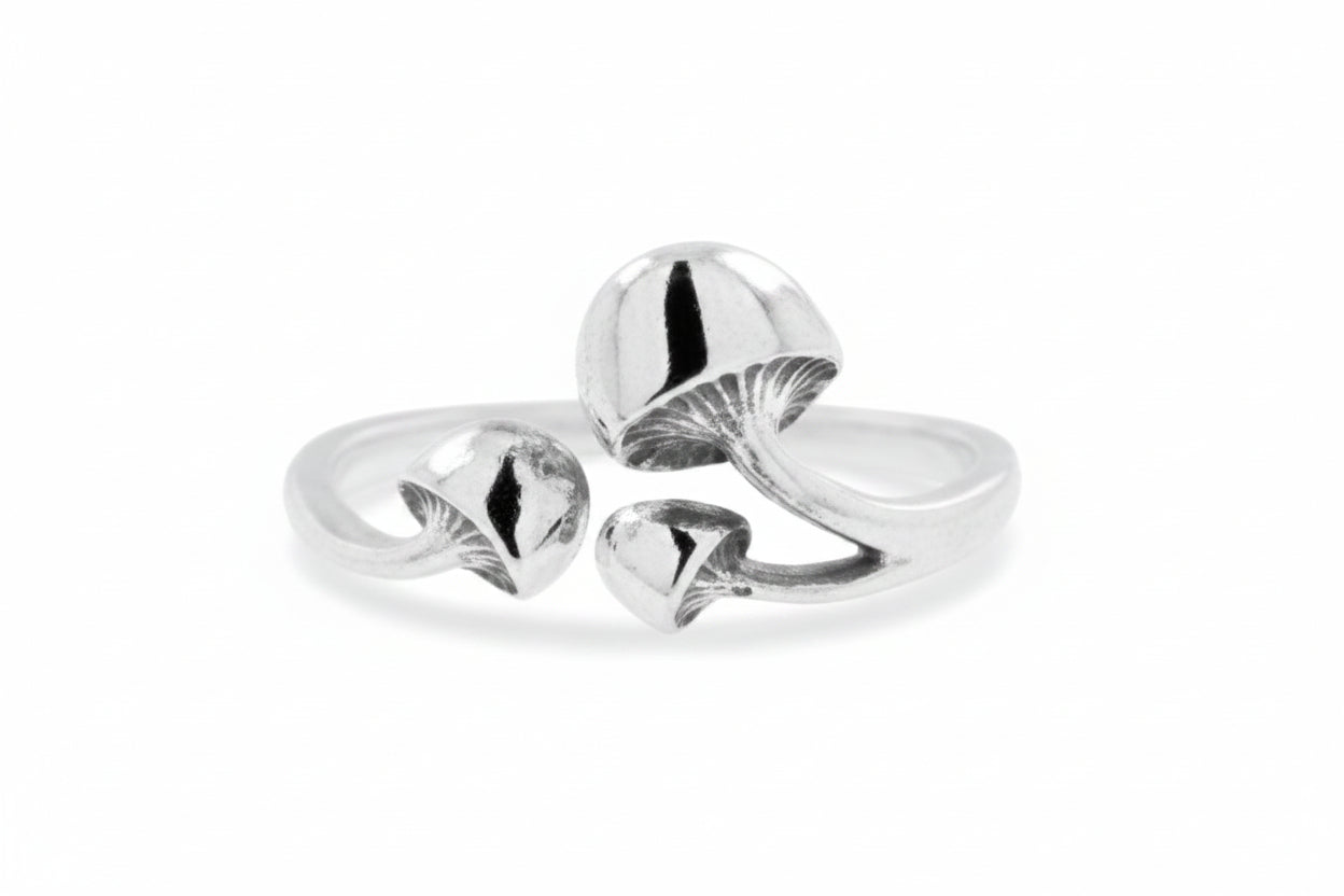 Sterling Silver Plain Ring TQ020010519 featuring a unique mushroom design, ideal for nature lovers.