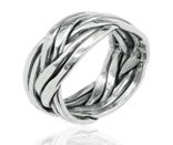 Plain woven sterling silver ring, 8 mm, featuring a stylish woven design for a modern look.