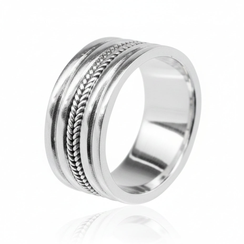 Sterling Silver Plain Pattern Ring TQ020680112 featuring a 7 MM band, showcasing a plain pattern sterling silver ring design.