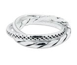 Sterling Silver Triple Ring TQ020690076 featuring intricate braided and twisted designs. Perfect for stacking or solo wear.