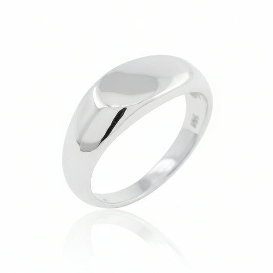 8mm sterling silver signet ring, showcasing a polished and sleek design.