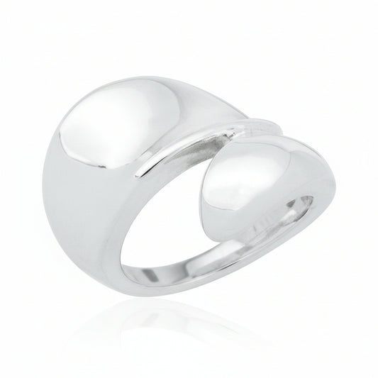 Chunky sterling silver open ring featuring a smooth domed design, perfect for stylish everyday wear.