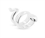 Plain sterling silver snake ring designed in a sleek snake shape, dimensions 21 x 43 mm.