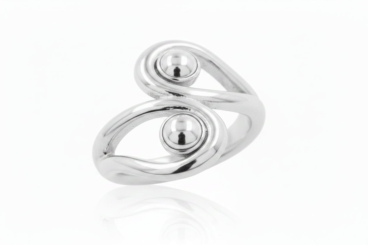Sterling Silver Plain Ring TQ091140420, 21 MM, unique design with modern twisted style.