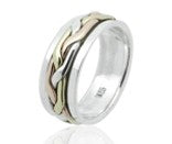 Sterling Silver Triple Color Spinner Ring TQ180900005 featuring a 6MM design with tri-color accents.