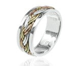 Sterling Silver Triple Color Spinner Ring TQ180900011, stylish 7 mm design with braided colors.