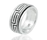 Sterling silver Greek key spinner ring TQ230900141 showing intricate design and polished finish.