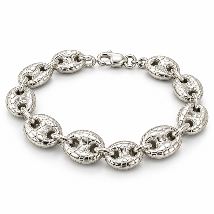 Sterling Silver 7" Coffee Bean Bracelet BCZ108819
