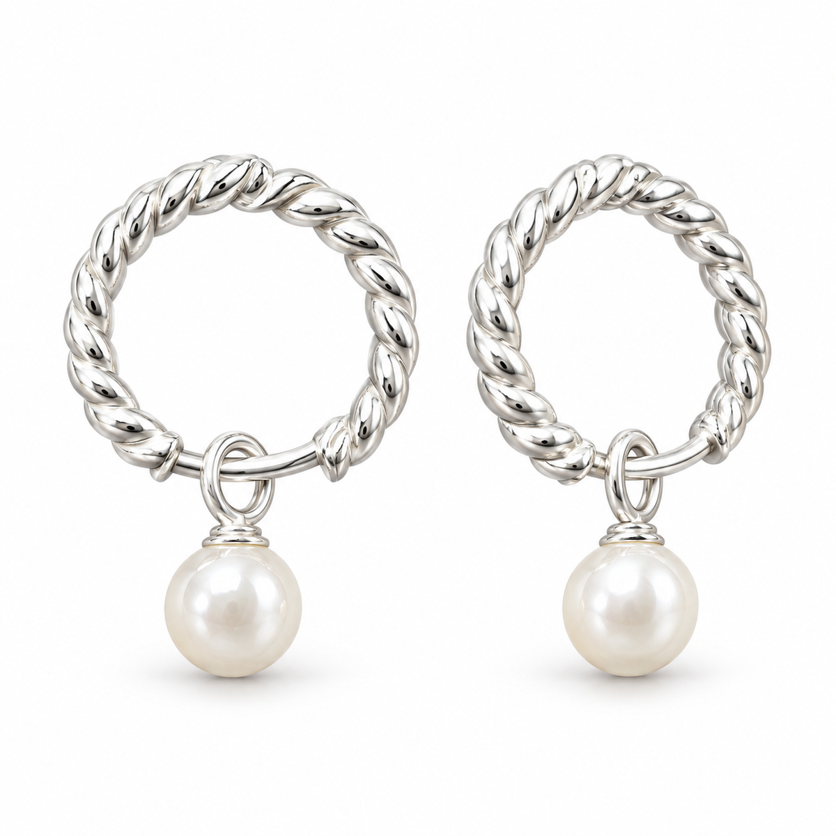 Sterling Silver Round Pearl Earring ECZ186982