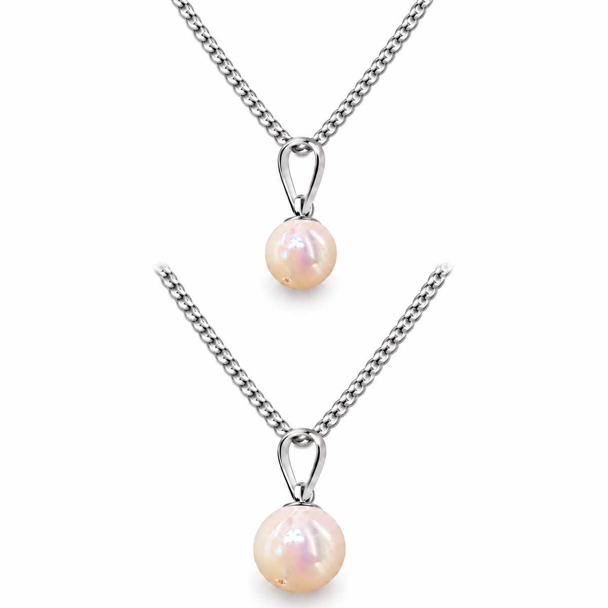 Sterling Silver 18" Pearl Necklace Set NCZST2607161