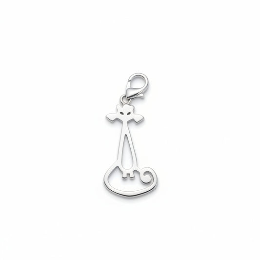 Sterling Silver Plain Cat Pendant PP3308