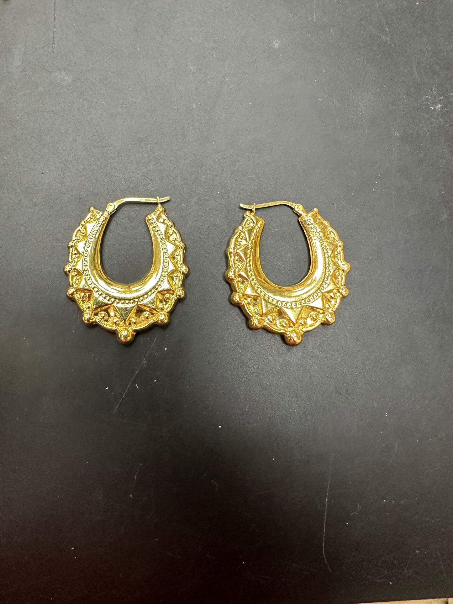 Sterling Silver Vintage Spike Creole Hoop Earrings EP9104S