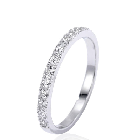 Sterling Silver Half Eternity Ring 2 mm Pave Set Round CZ Stone RCZ0380501