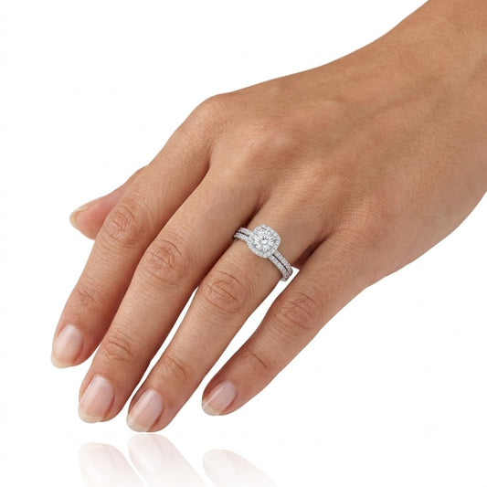 Sterling Silver Double Ring CZ Stone RCZ0154201
