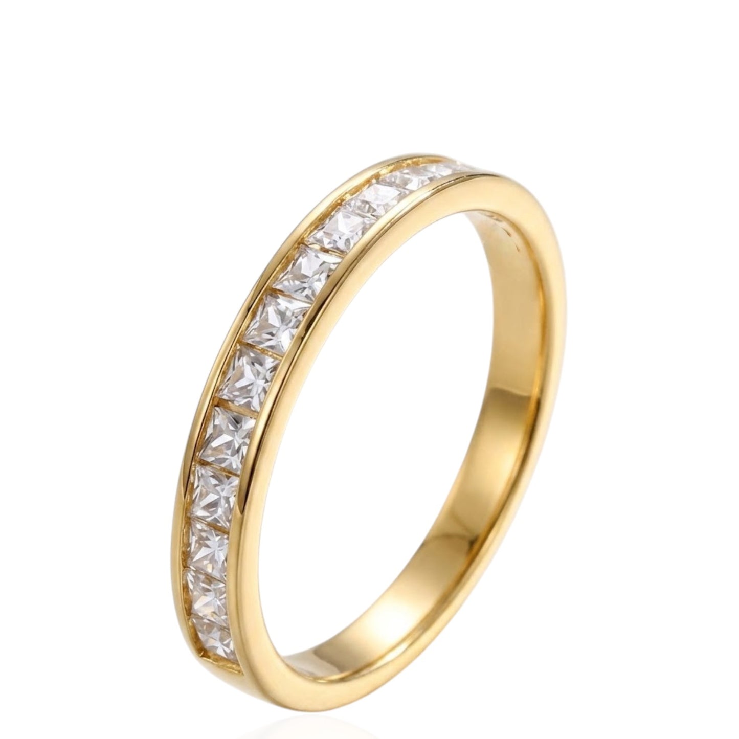 Sterling Silver Half Eternity Ring 2 mm Channel Set Princess Cut CZ Stone RCZ0381401