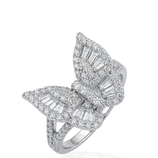 Sterling Silver Butterfly Ring CZ Stone RCZ10066