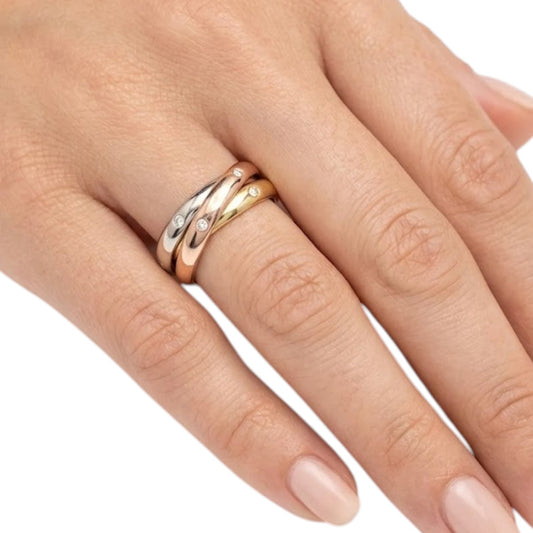 Sterling Silver Ring Three Colour CZ Stone RCZ3CR