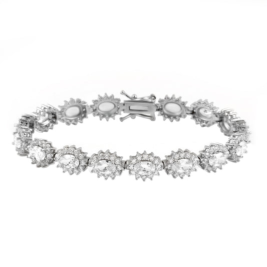 Sterling Silver Bracelet CZ Stone 7.5" BRCZ116
