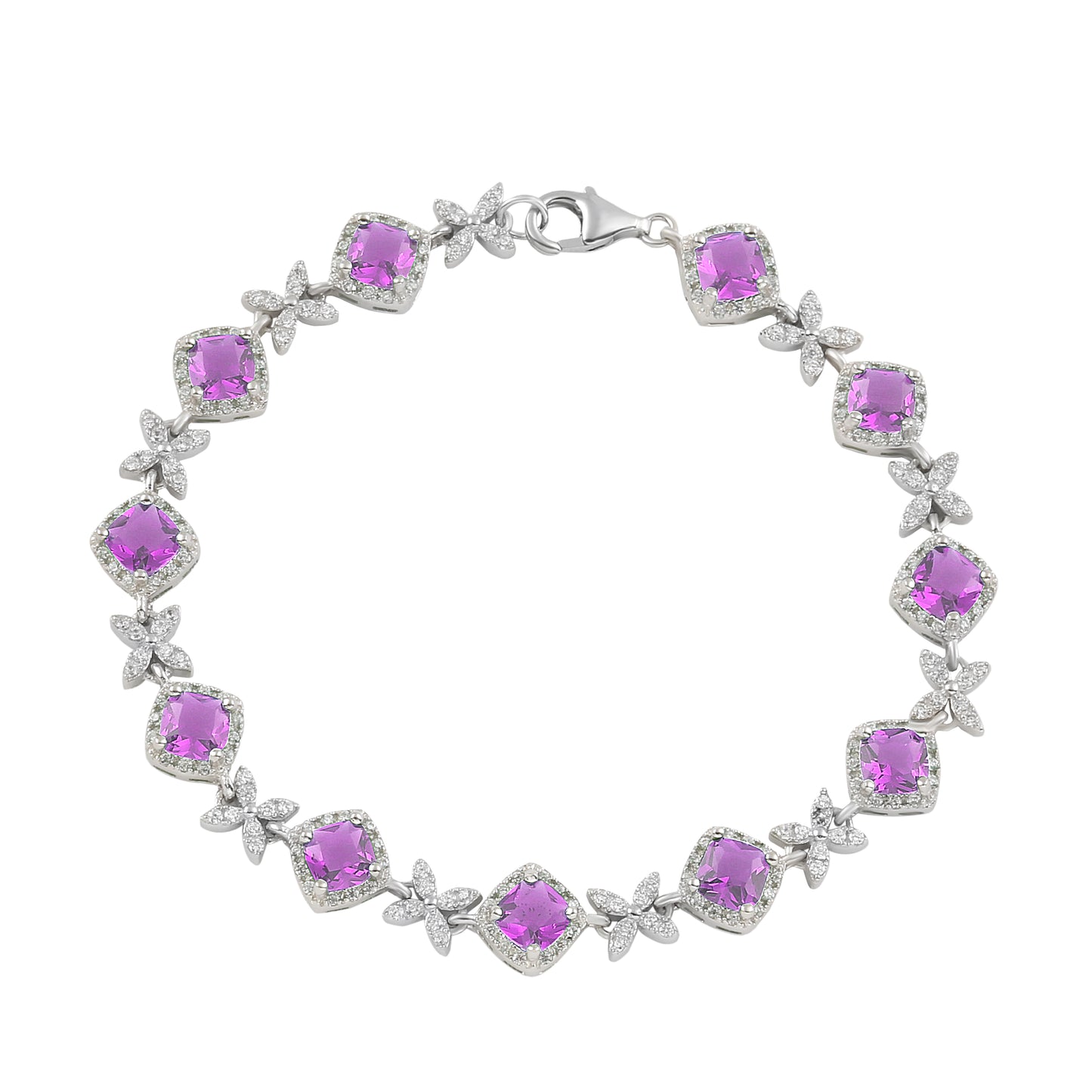 Sterling Silver Bracelet CZ Stone 7.5" BRCZ117