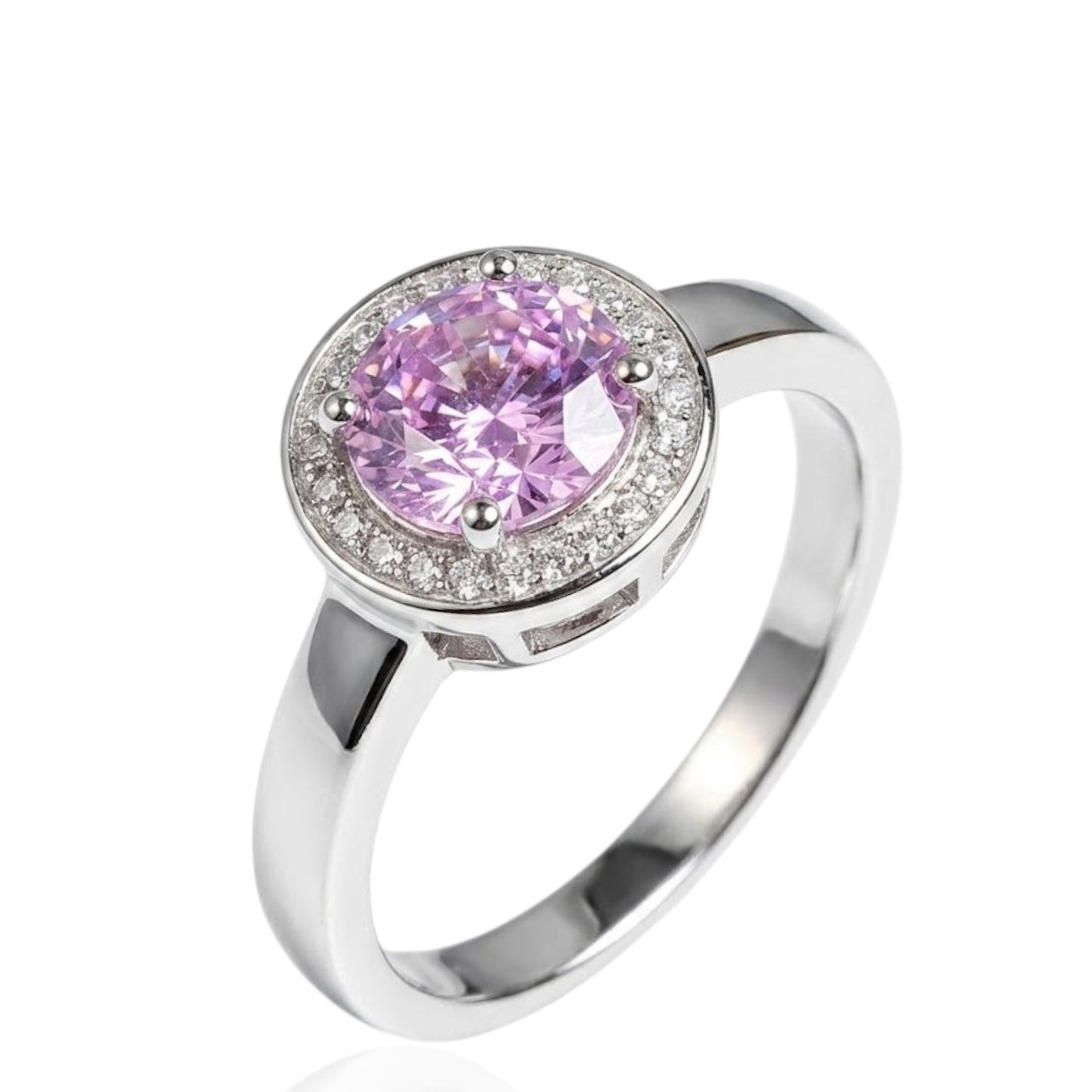 Sterling Silver Ring Pink CZ Stone RCZ4001