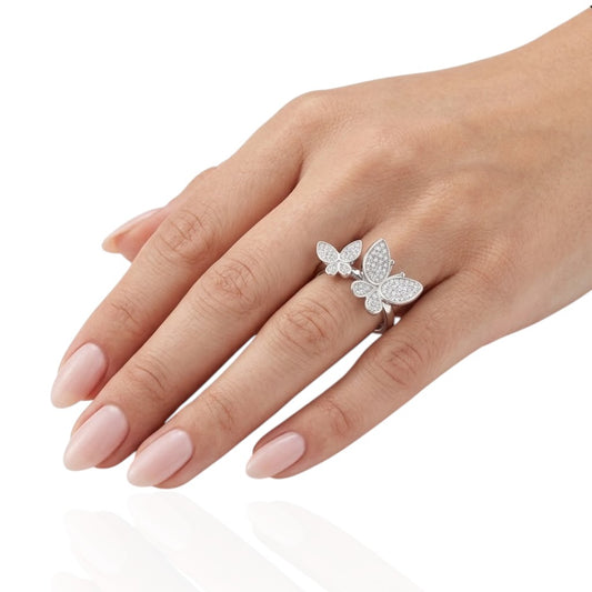 Sterling Silver Butterfly Ring CZ Stone RCZ10042