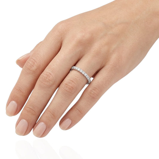 Sterling Silver Half Eternity Ring 1.5 mm Claw Set Round CZ Stone RCZ0380401