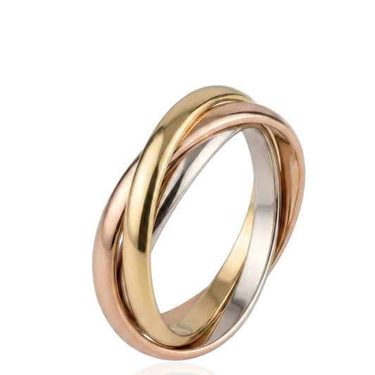 Sterling Silver Ring Three Colour Plain RCZ3CP