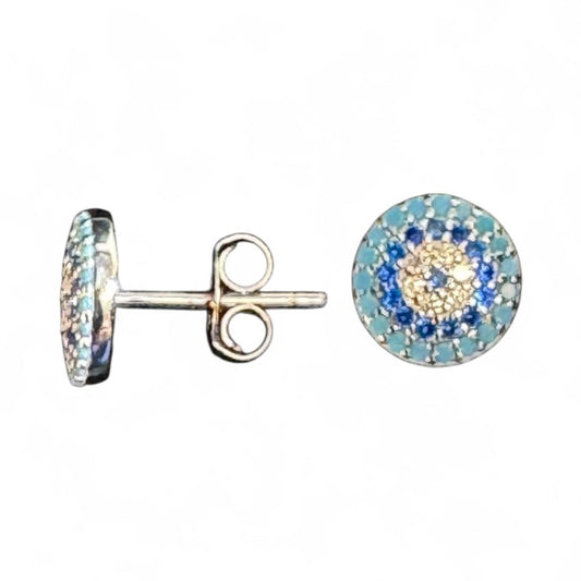 Sterling Silver Evil Eye Stud Earring ECZ10083