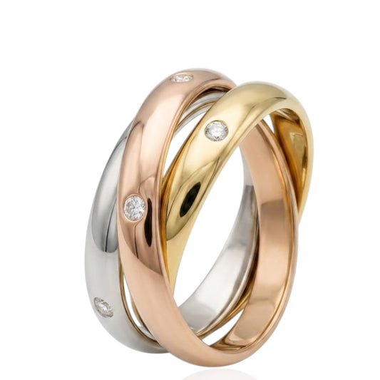Sterling Silver Ring Three Colour CZ Stone RCZ3CR