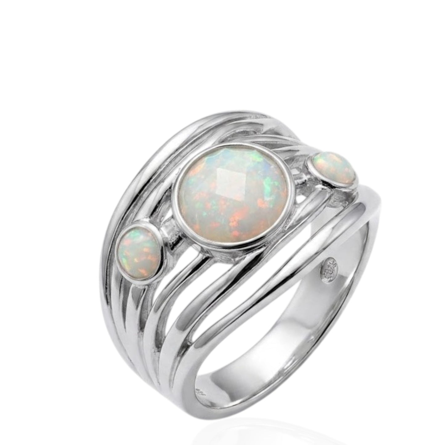 Sterling Silver Ring Opel Round Stone RCZ0559401