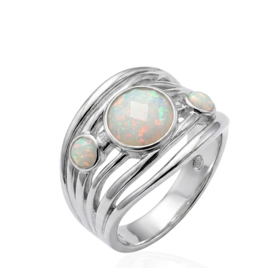 Sterling Silver Ring Opel Round Stone RCZ0559401